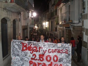 Cabecera de la manifestación en Béjar de la Huelga General del 14N.