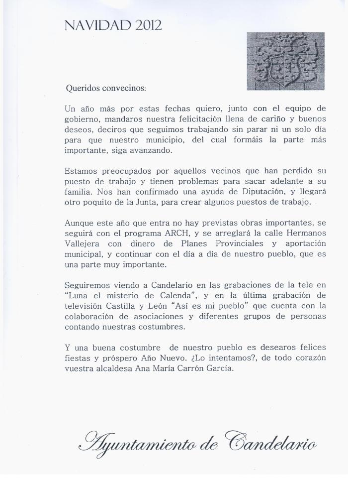 Felicitación del Equipo de Gobierno