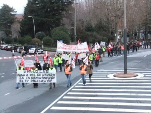 Manifestación de los trabajadores de Unisolar en La Corredera de Béjar