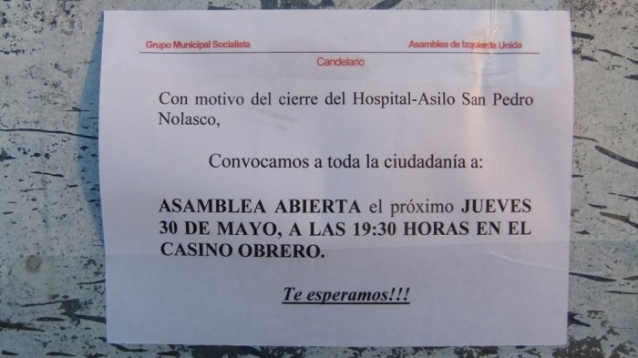 Cartel pegado por los tablones del municipio