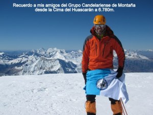 Roberto Martín en su ascensión al Huascarán (Andes peruanos). 