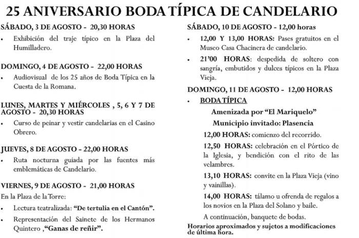 Programa Boda Típica Candelario