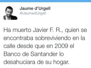 Mensaje recogido de las redes sociales